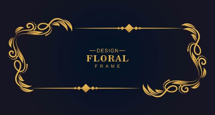 Gold floral artistic frame design 1311309 Vector Art at Vecteezy